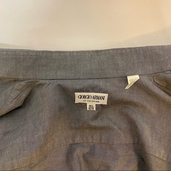 Giorgio Armani Le Collezioni Men's Button Up Dress Shirt Gray 15.5" 100% Cotton - Picture 14 of 14